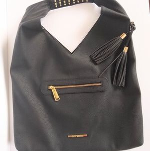 Steve Madden Large Purse hobo Black Studed Pebble